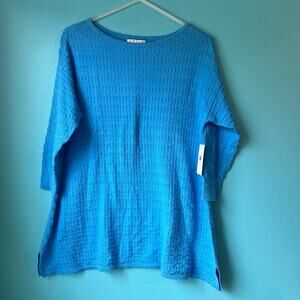 Chaus NWT! New York Women's Top Sweater Turquoise Size Medium 3/4 Sleeve